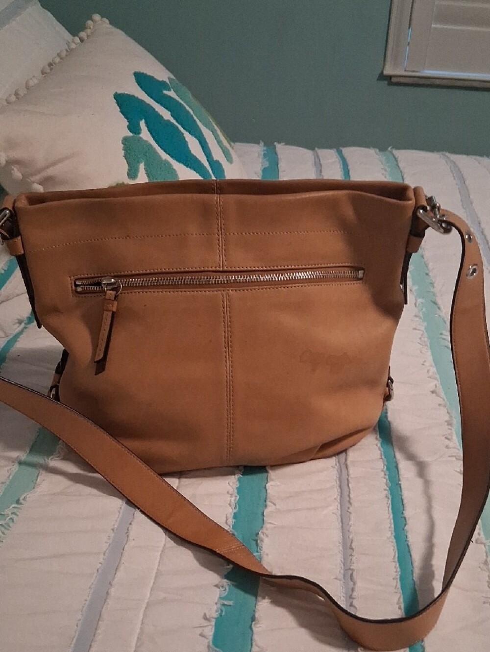 Coach Tan Leather Crossbody Shoulder Bag Authentic.  See All Pics . As Is - Picture 2 of 16